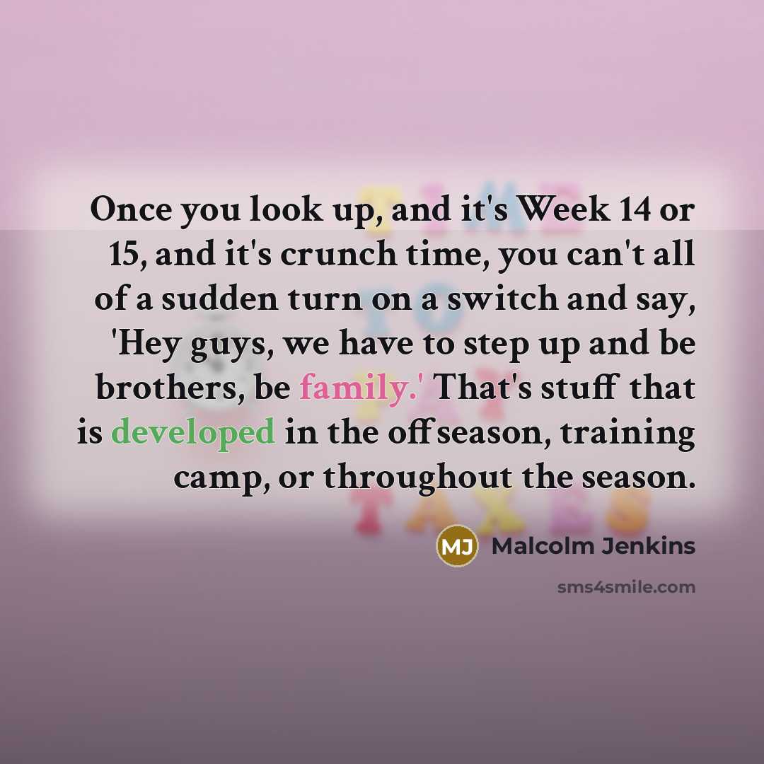 “Once you look up, and it's Week 14 or 15,…” quote by Malcolm Jenkins