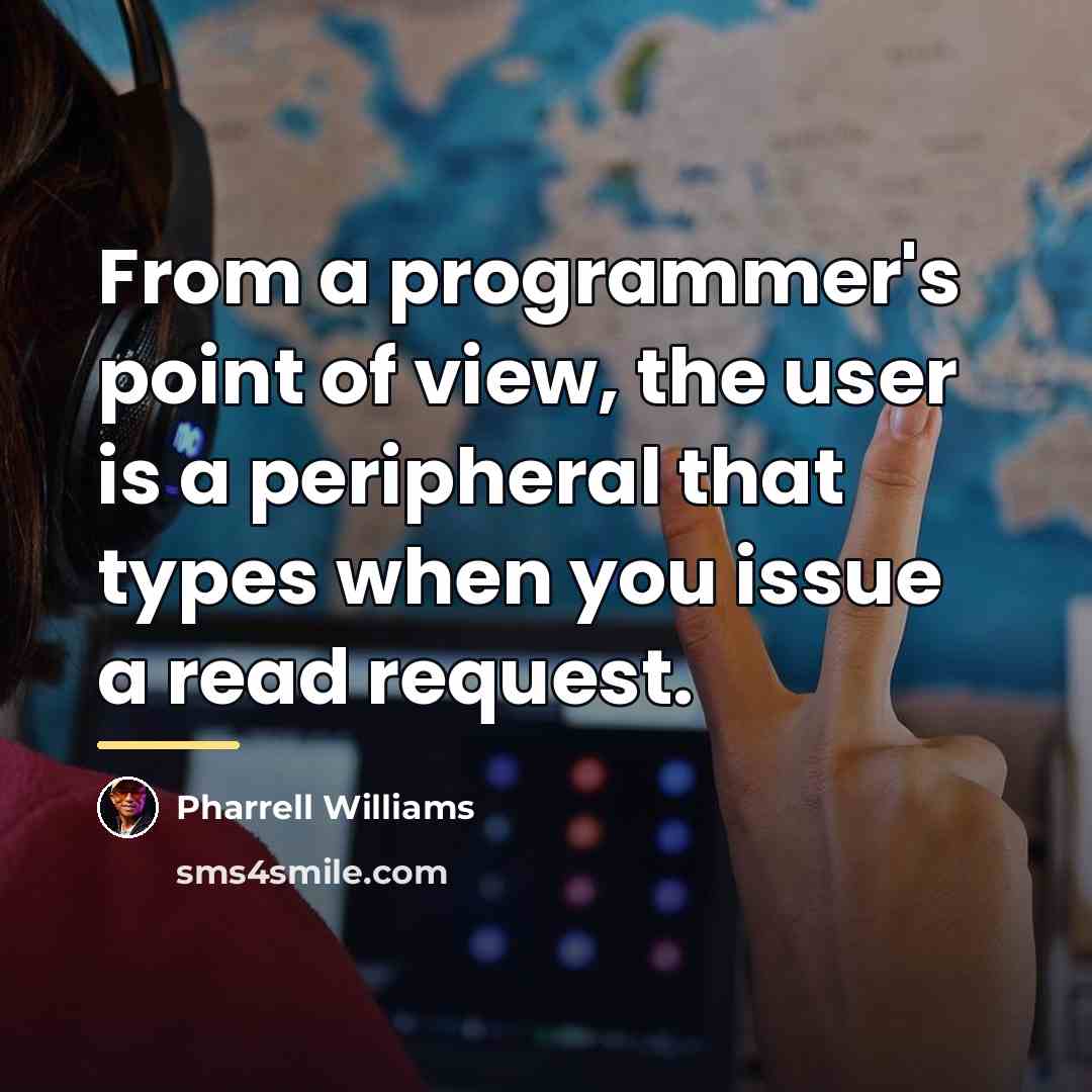“From a programmer's point of view, the user is a…” quote by Pharrell Williams