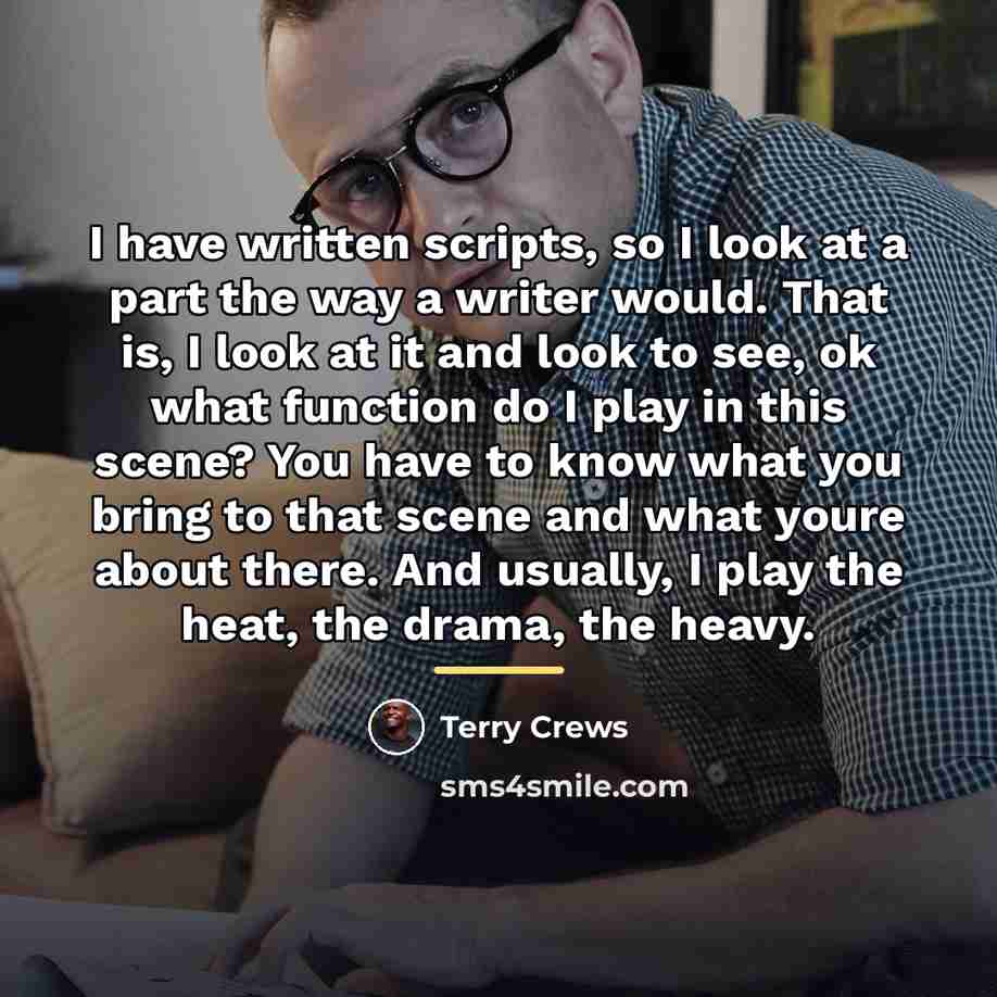 “I have written scripts, so I look at a part…” quote by Terry Crews