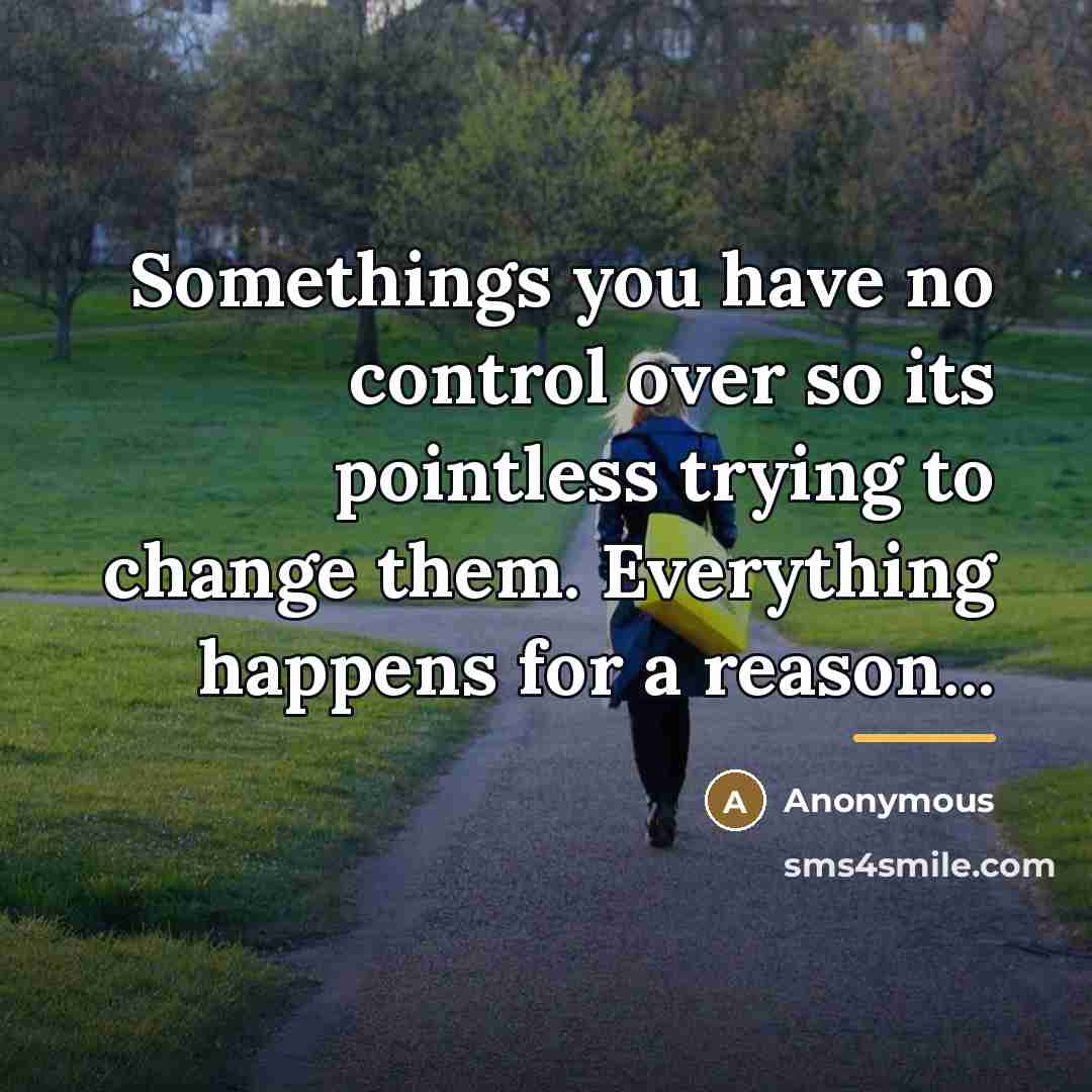 “Somethings you have no control over so its pointless trying…” quote by Anonymous