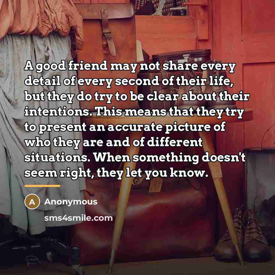 “A good friend may not share every detail of every…” quote by Anonymous