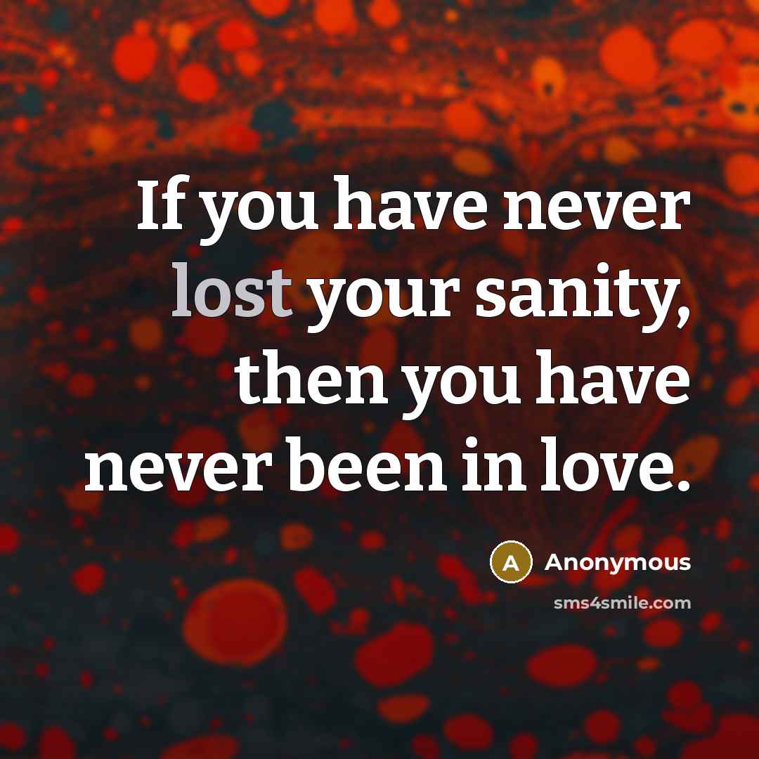 “If you have never lost your sanity, then you have…” quote by Anonymous