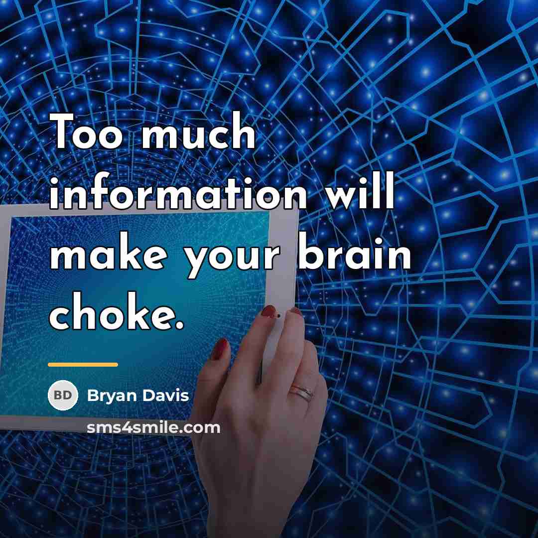 “Too much information will make your brain choke.…” quote by Bryan Davis