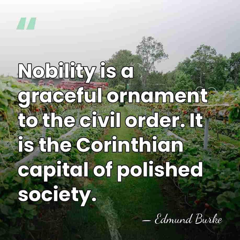 Nobility is a graceful ornament to the civil order. It is the&hellip; - Edmund Burke