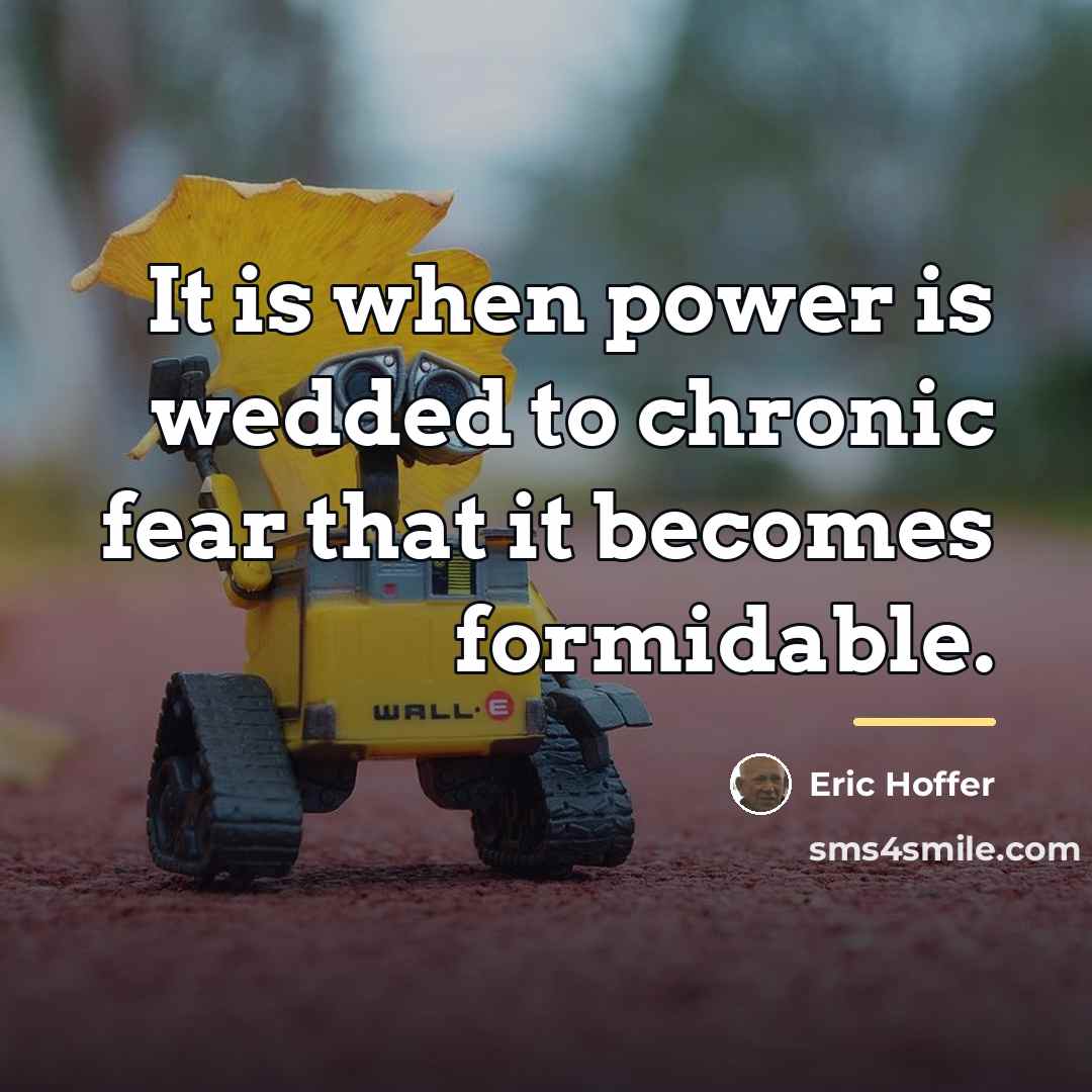 “It is when power is wedded to chronic fear that…” quote by Eric Hoffer