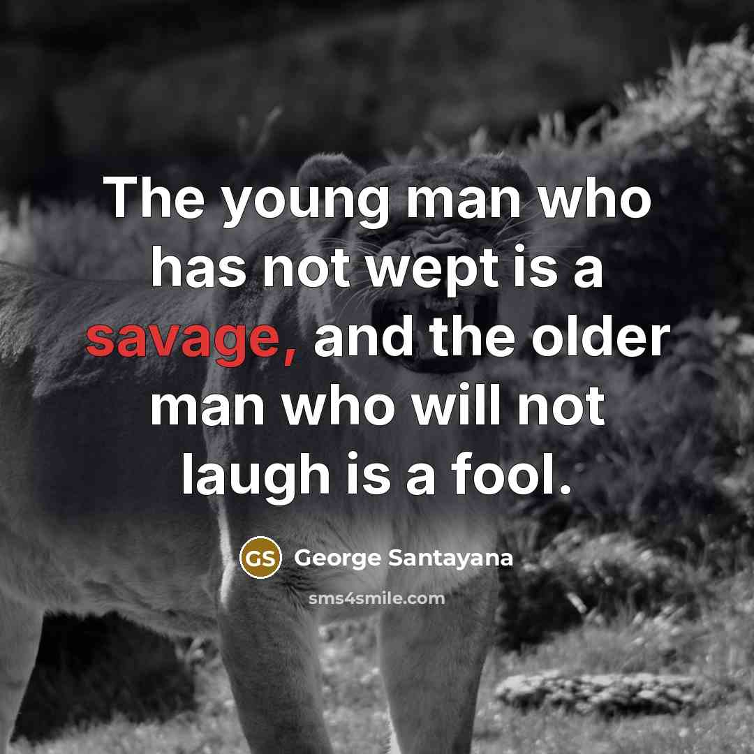 “The young man who has not wept is a savage,…” quote by George Santayana