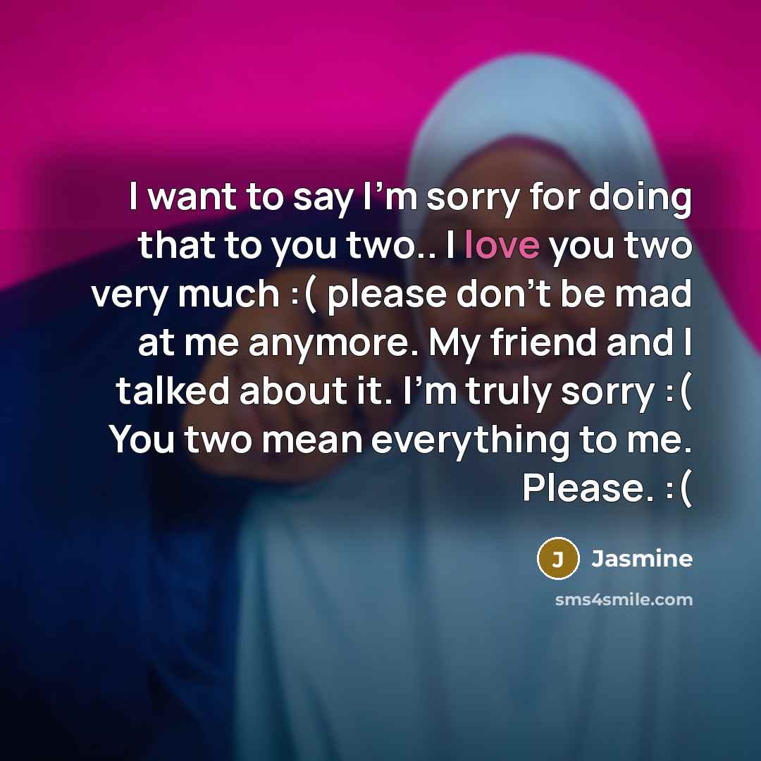 “I want to say I'm sorry for doing that to…” quote by Jasmine