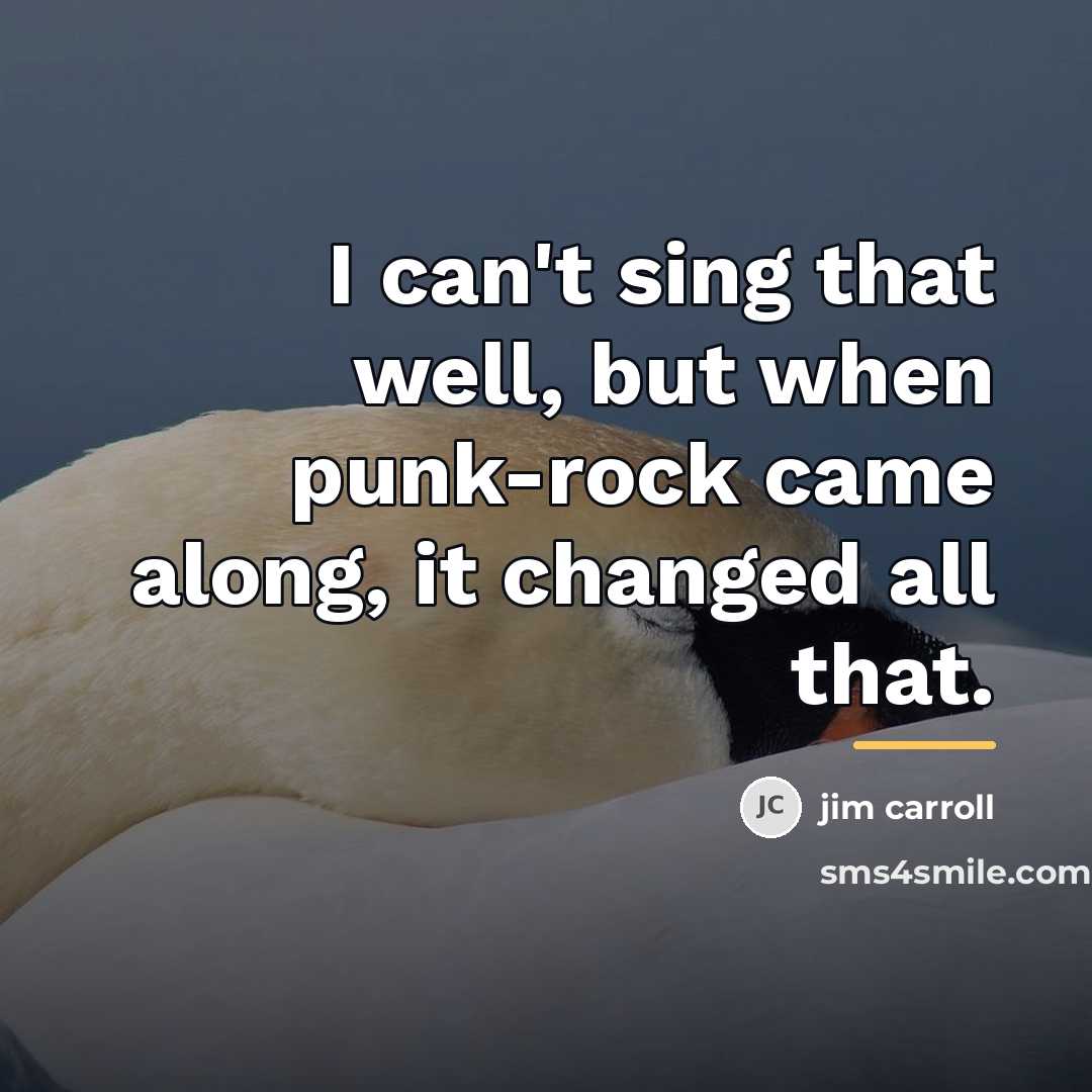 “I can't sing that well, but when punk-rock came along,…” quote by Jim Carroll