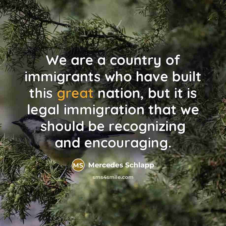 “We are a country of immigrants who have built this…” quote by Mercedes Schlapp