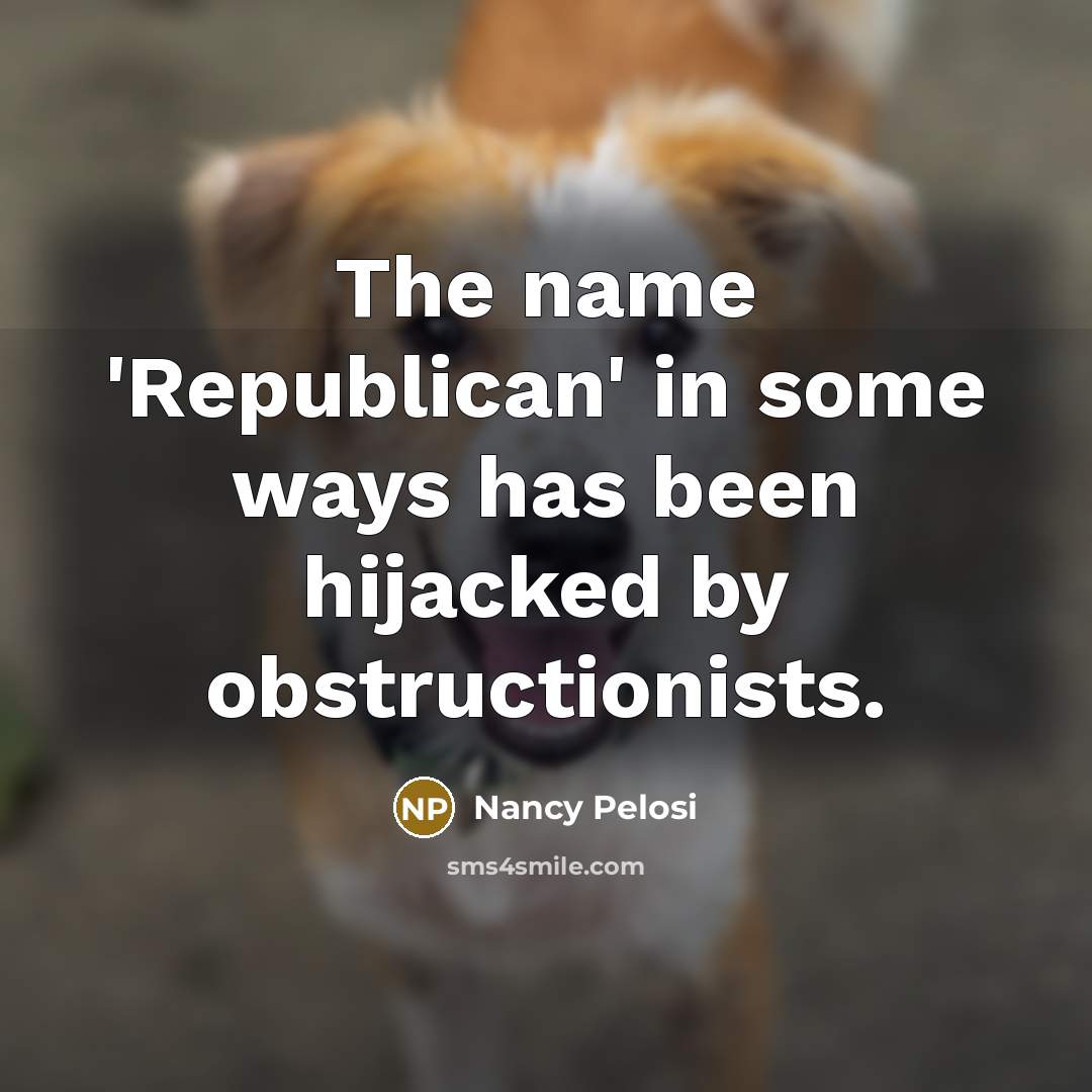 “The name 'Republican' in some ways has been hijacked by…” quote by Nancy Pelosi