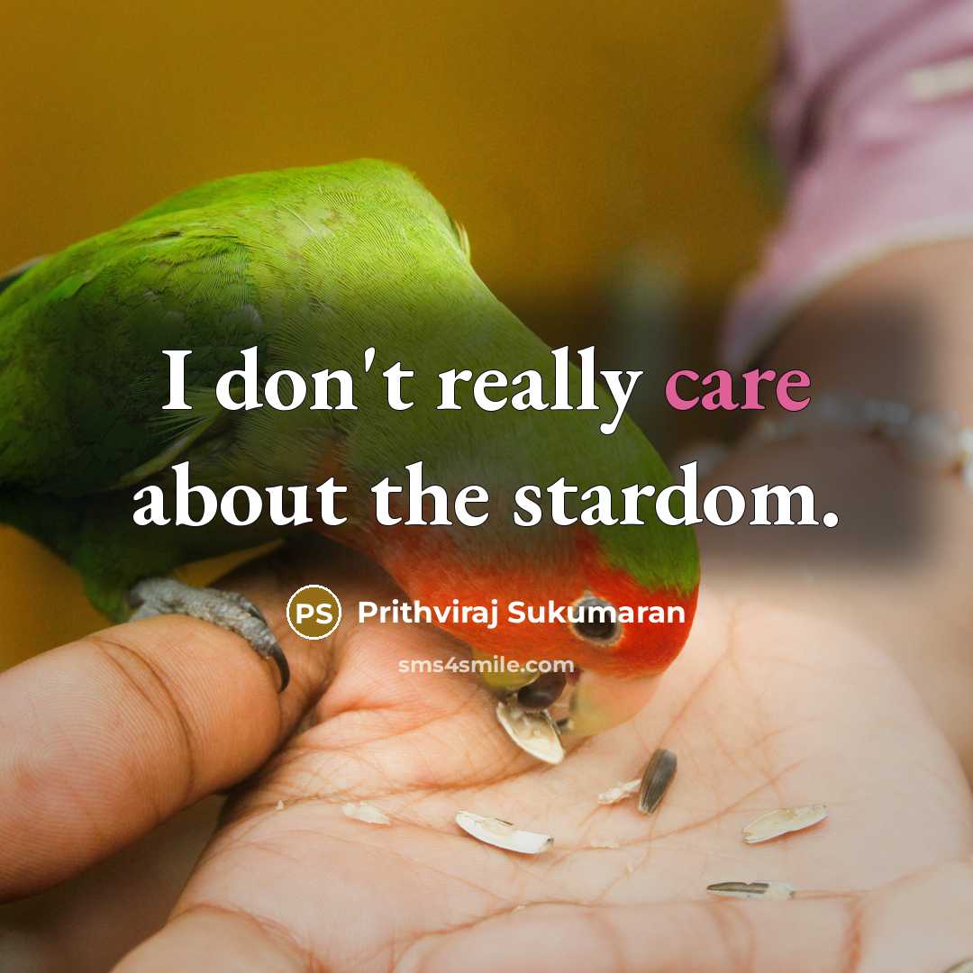 “I don't really care about the stardom.…” quote by Prithviraj Sukumaran