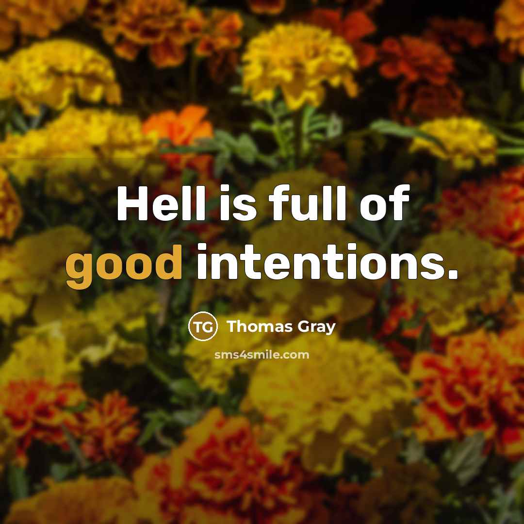 “Hell is full of good intentions.” quote by Thomas Gray