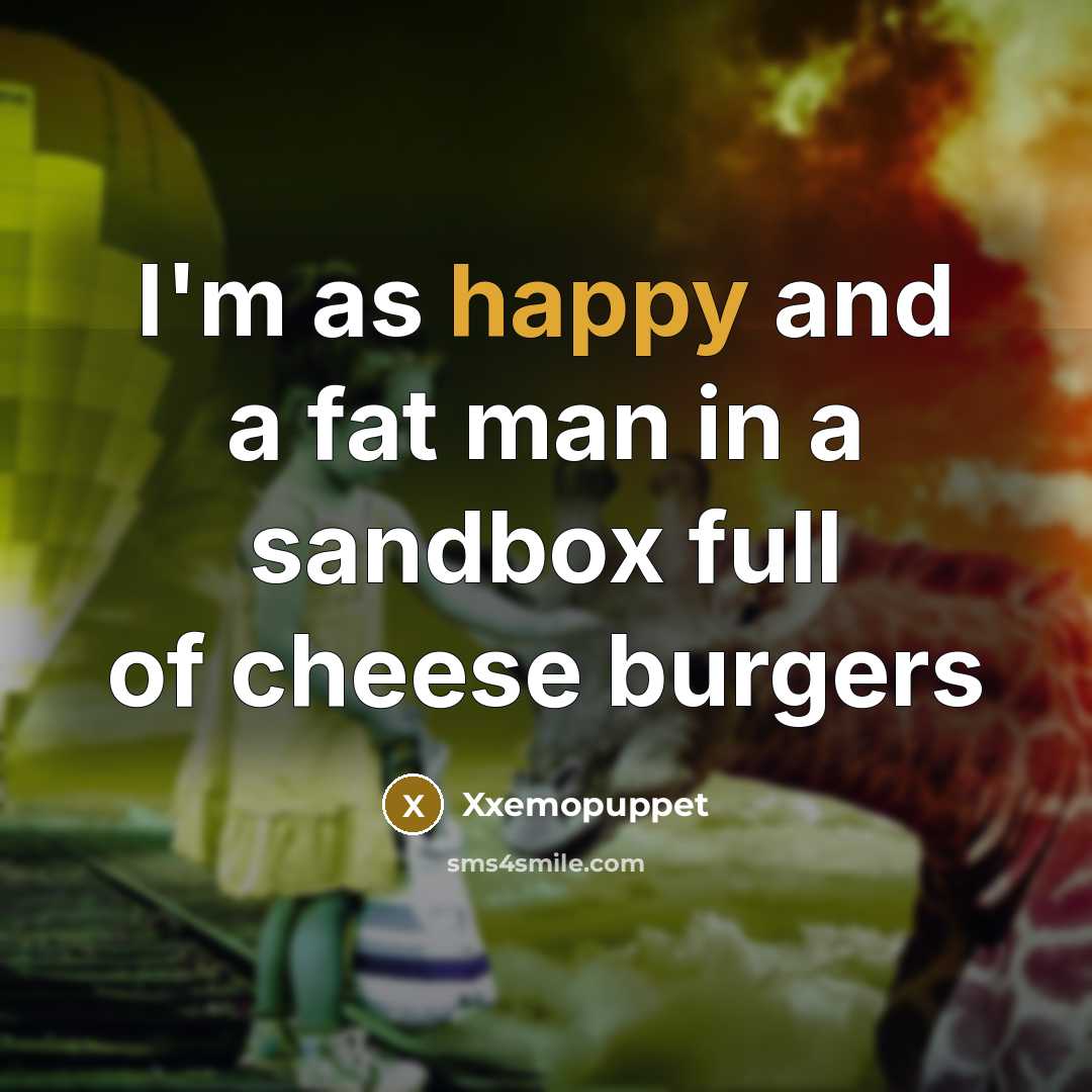 “I'm as happy and a fat man in a sandbox full of cheese burgers” quote by Xxemopuppet