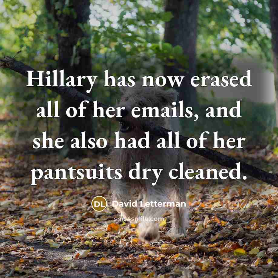 “Hillary has now erased all of her emails, and she…” quote by David Letterman