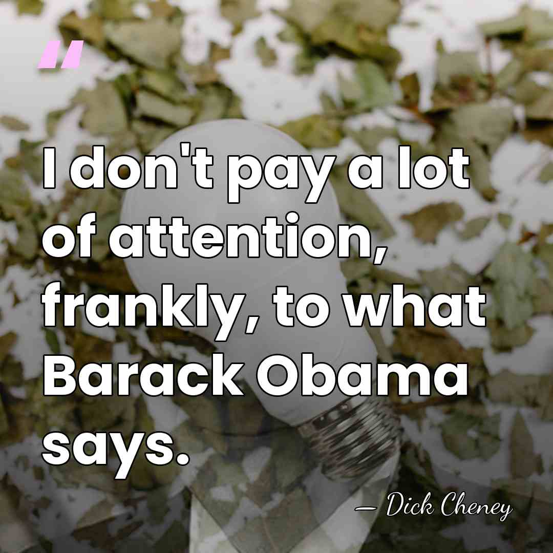 I don't pay a lot of attention, frankly, to what Barack Obama&hellip; - Dick Cheney