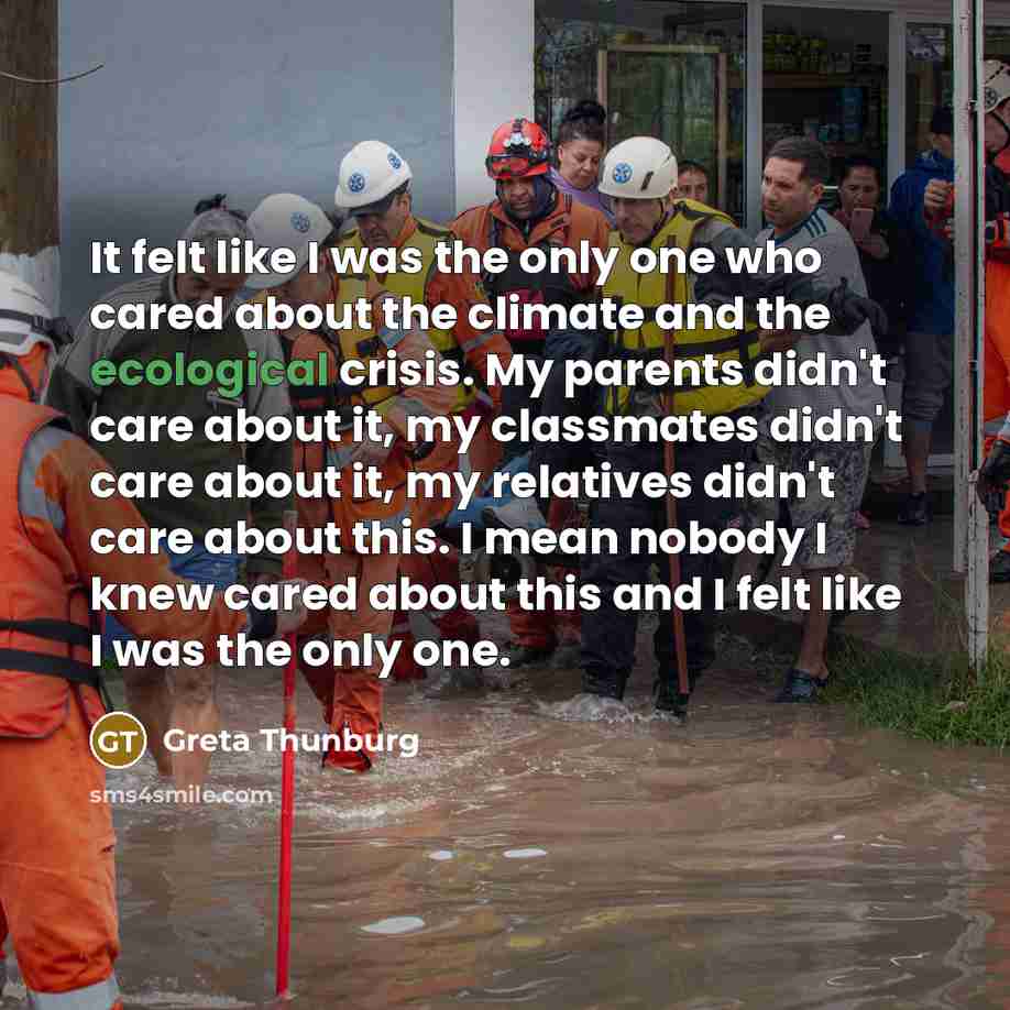 “It felt like I was the only one who cared…” quote by Greta Thunburg