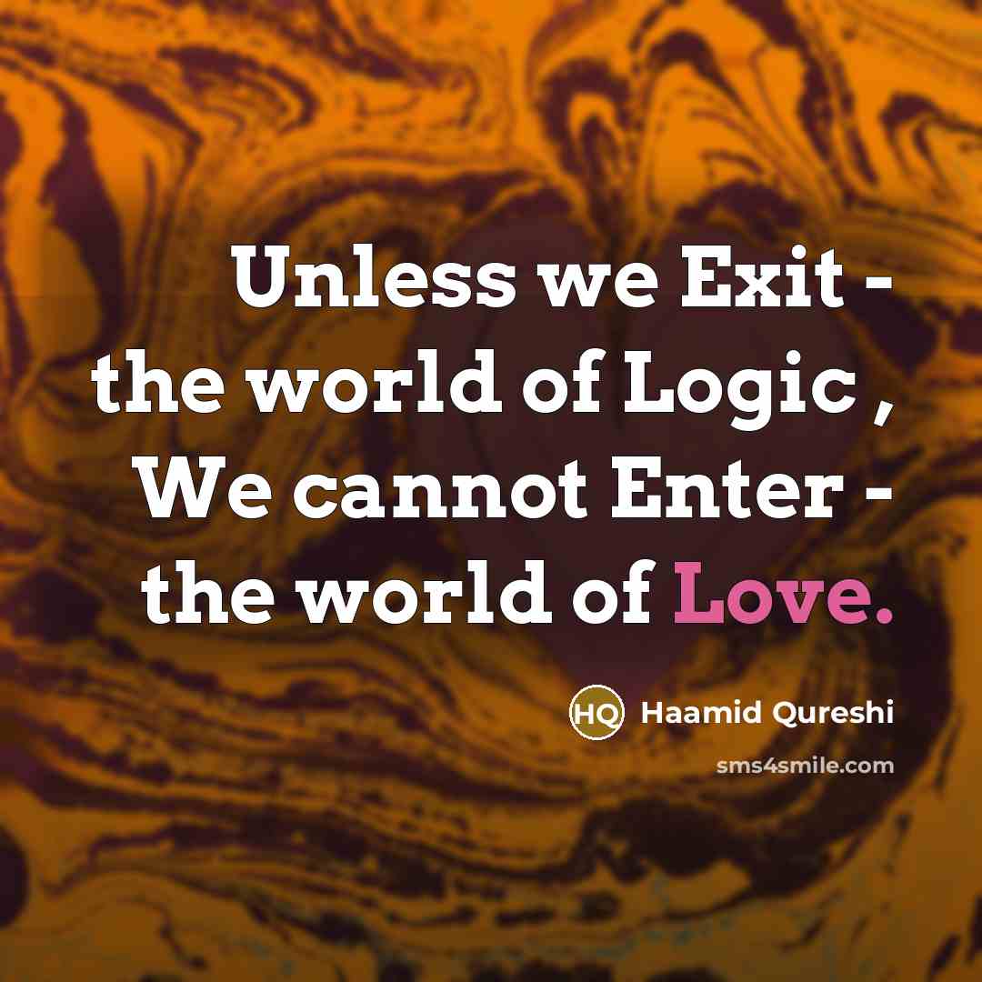 “Unless we Exit - the world of Logic , We cannot Enter - the world of Love.” quote by Haamid Qureshi