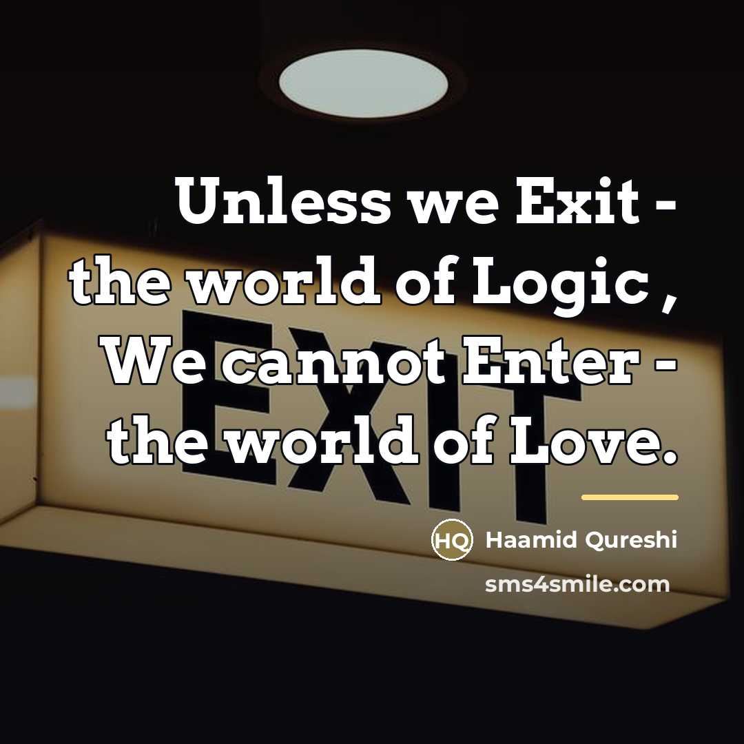 “Unless we Exit - the world of Logic , We…” quote by Haamid Qureshi