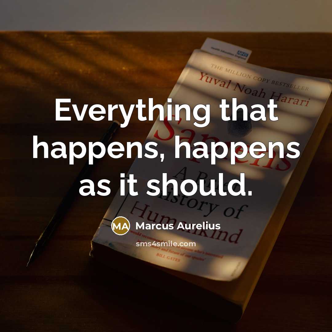 “Everything that happens, happens as it should.” quote by Marcus Aurelius