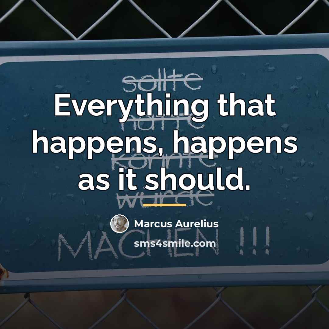 “Everything that happens, happens as it should.…” quote by Marcus Aurelius
