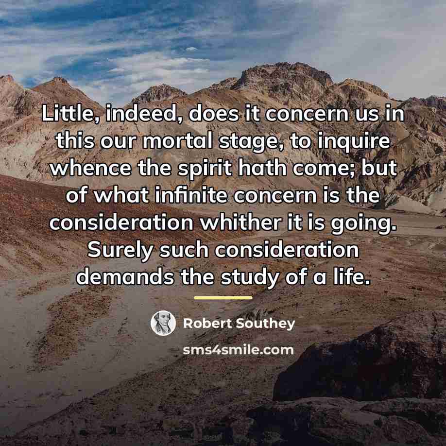 “Little, indeed, does it concern us in this our mortal…” quote by Robert Southey