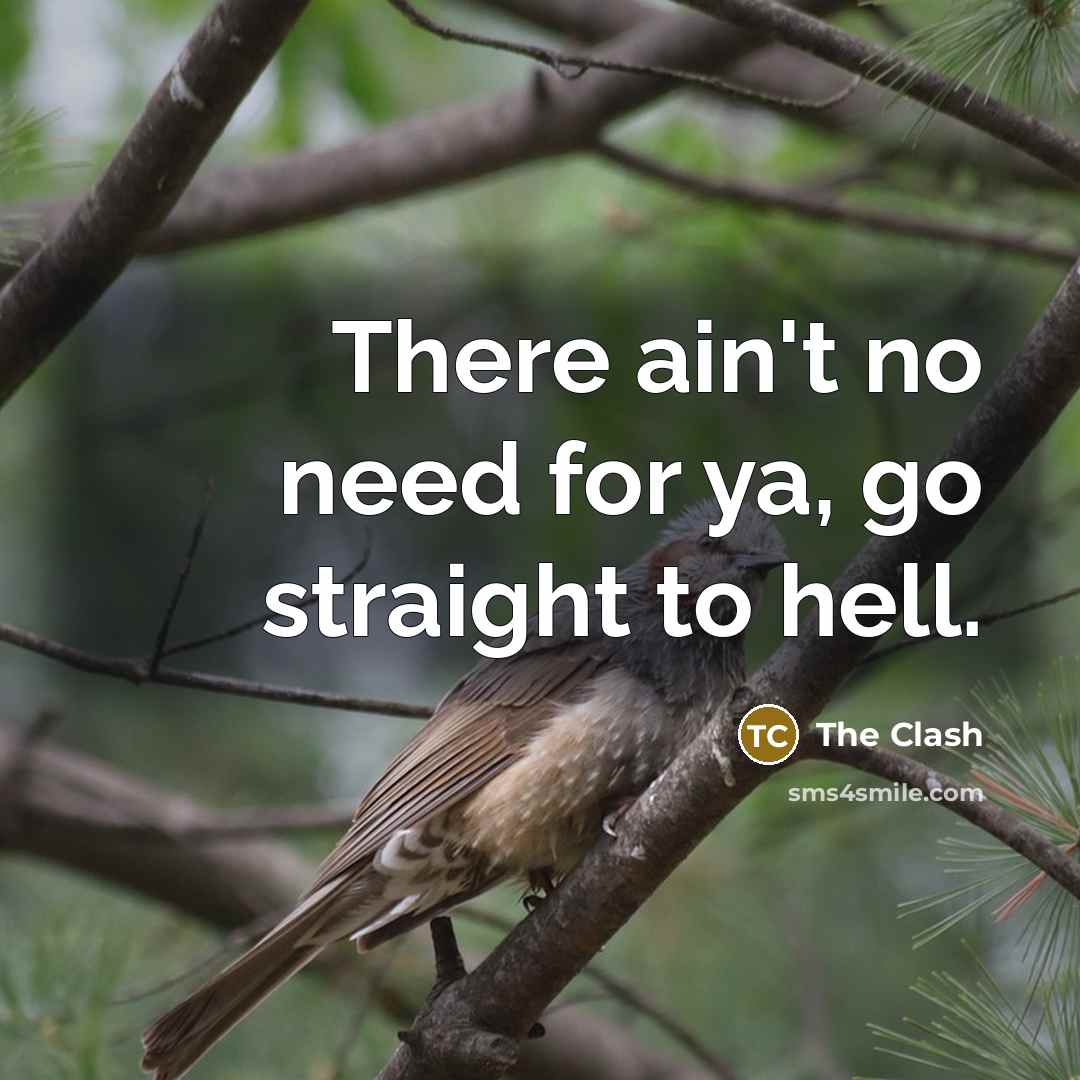 “There ain't no need for ya, go straight to hell.” quote by The Clash