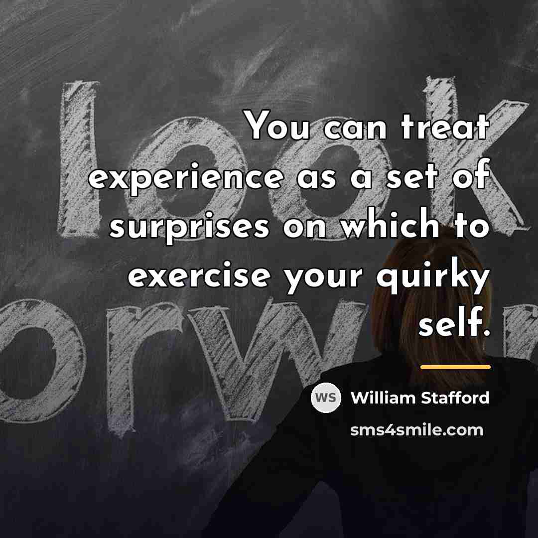 “You can treat experience as a set of surprises on…” quote by William Stafford