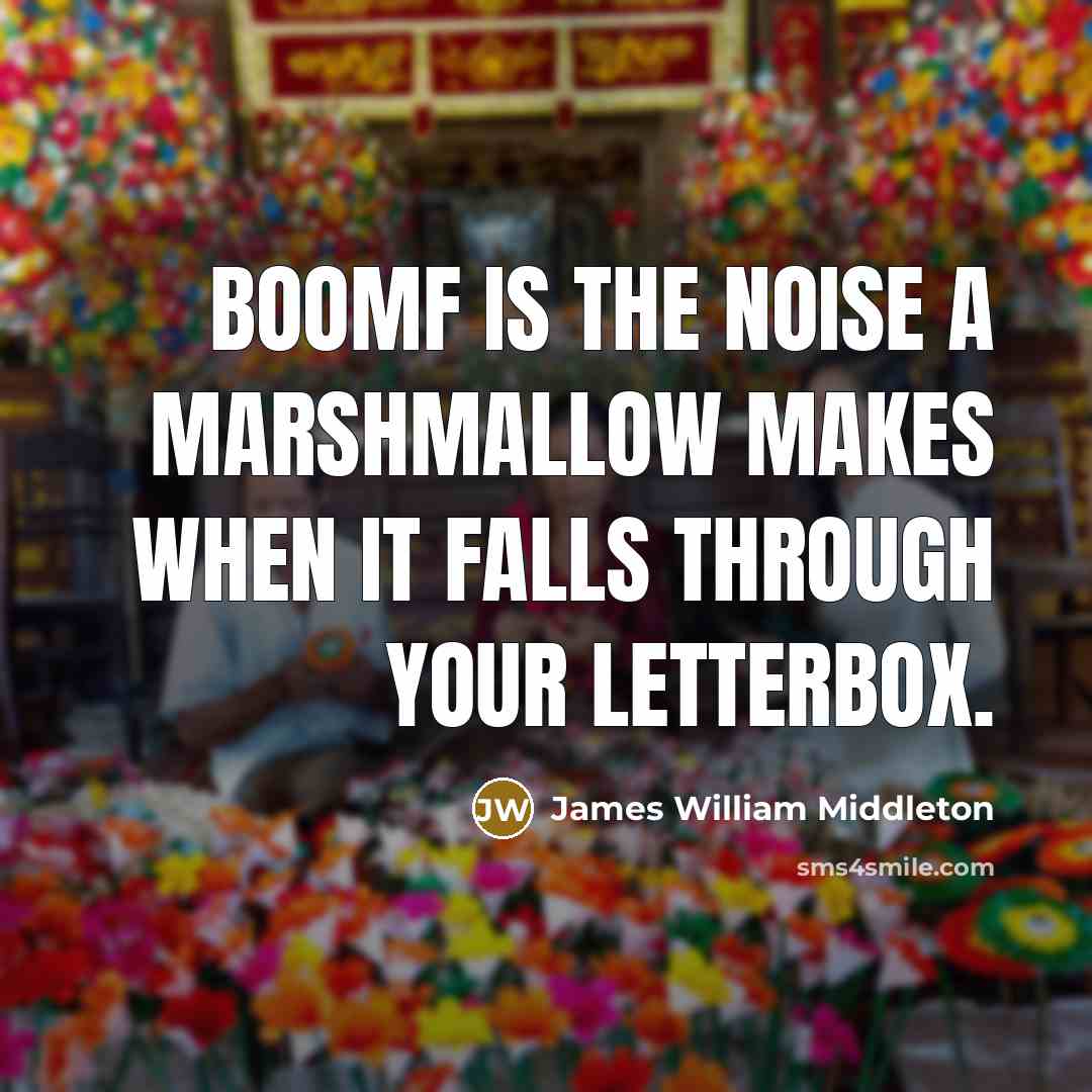 “Boomf is the noise a marshmallow makes when it falls…” quote by James William Middleton