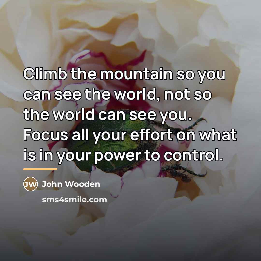 “Climb the mountain so you can see the world, not…” quote by John Wooden