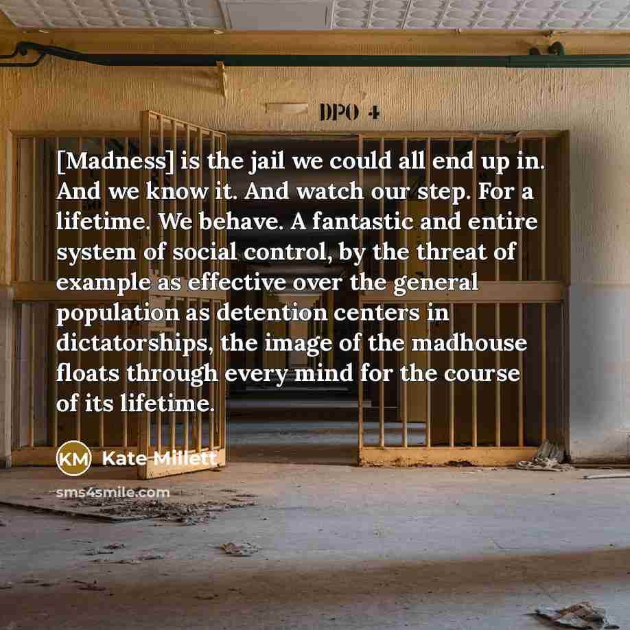 “[Madness] is the jail we could all end up in.…” quote by Kate Millett