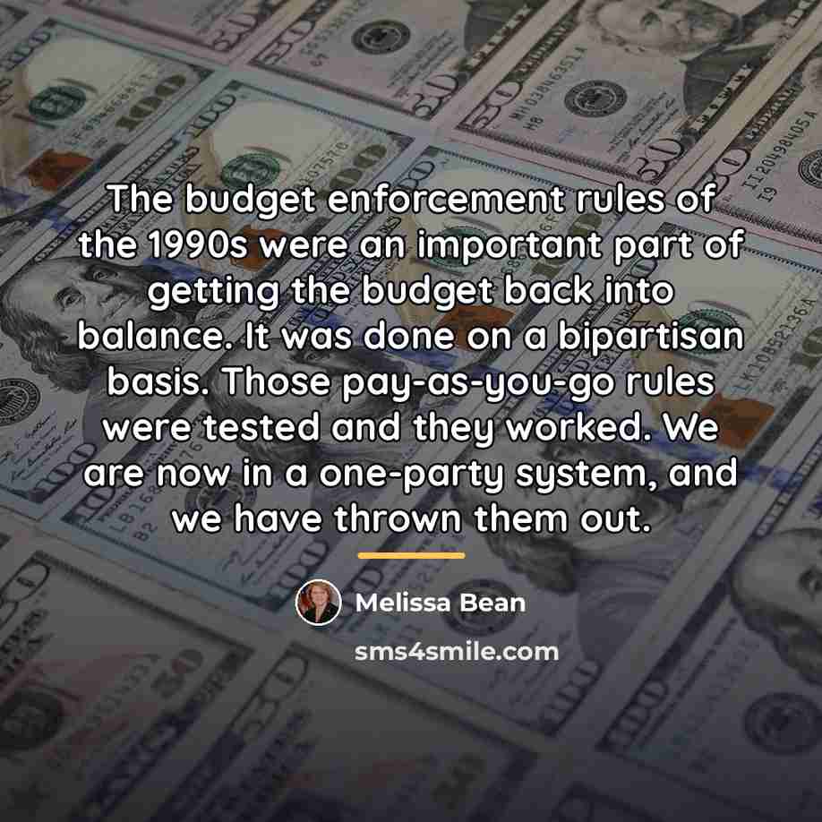 “The budget enforcement rules of the 1990s were an important…” quote by Melissa Bean