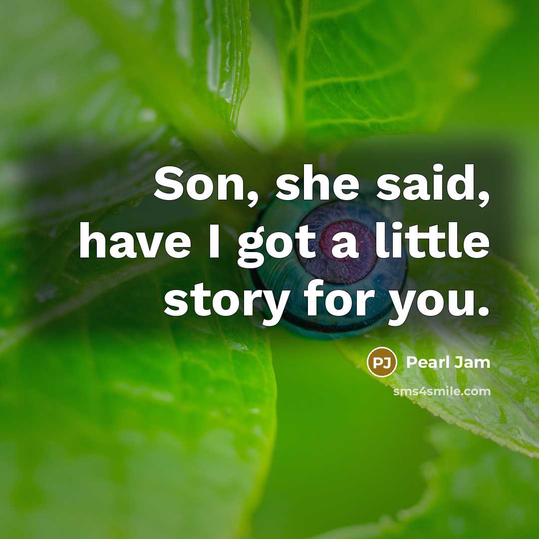 “Son, she said, have I got a little story for you.” quote by Pearl Jam