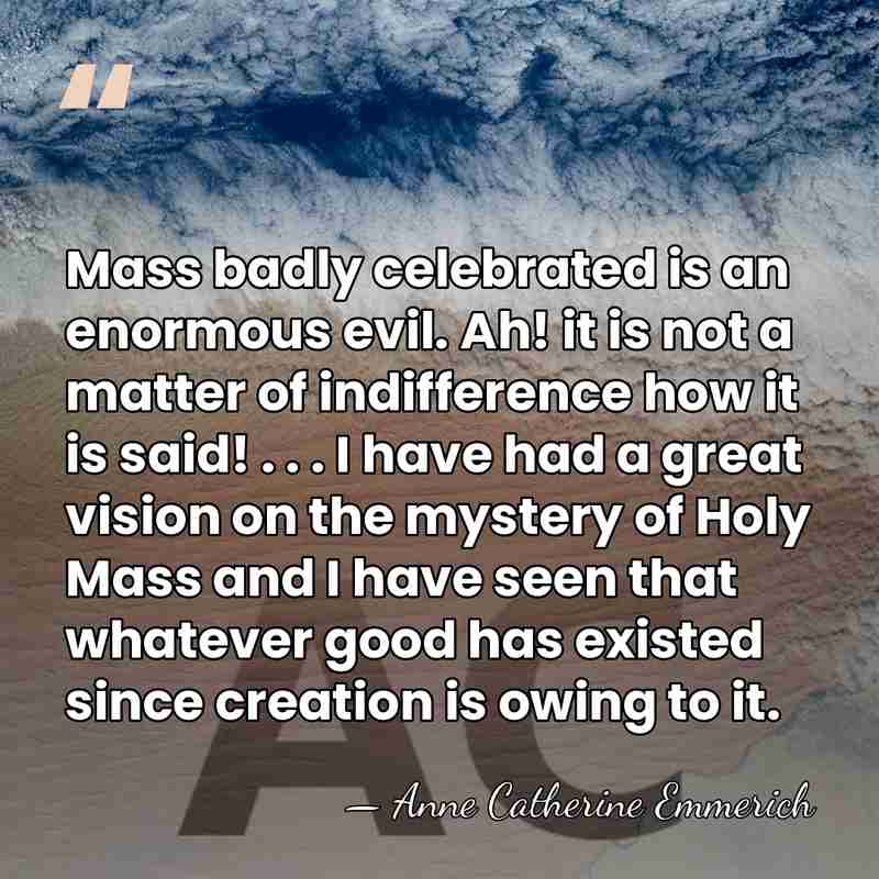 Mass badly celebrated is an enormous evil. Ah! it is not a&hellip; - Anne Catherine Emmerich