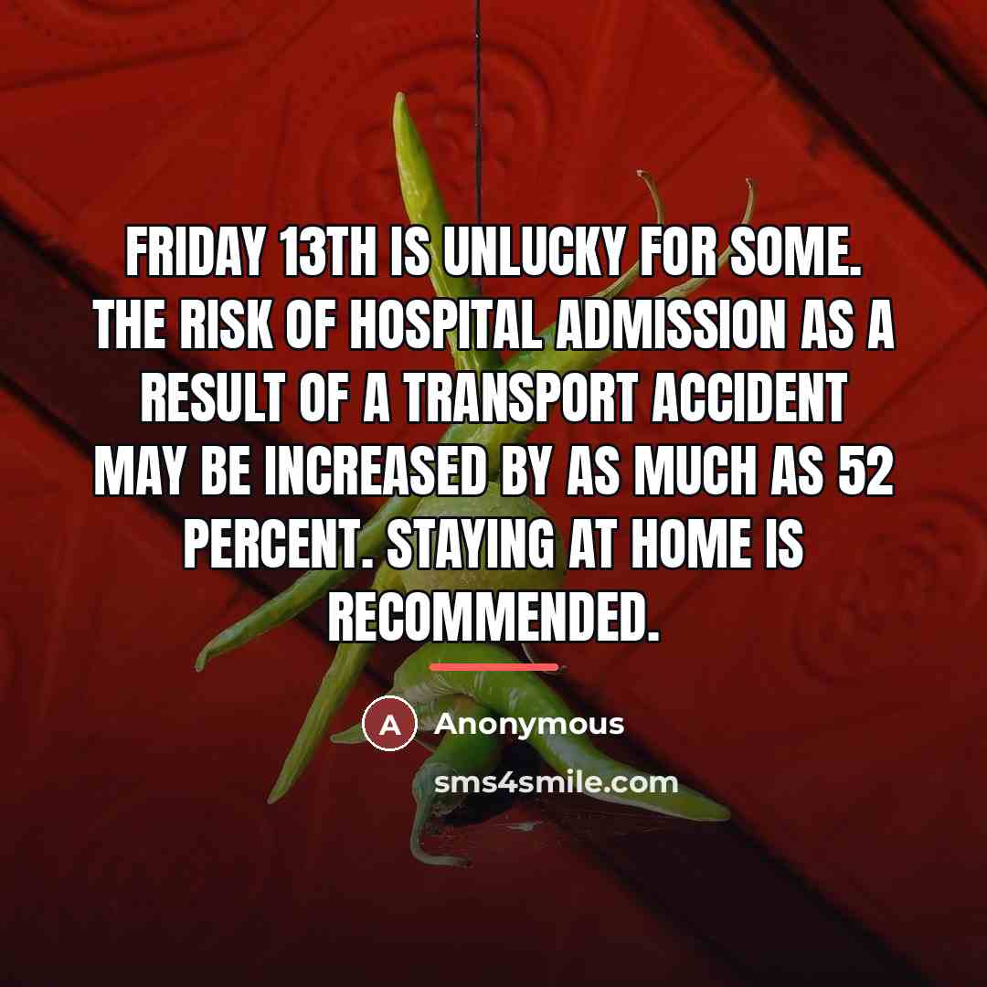 “Friday 13th is unlucky for some. The risk of hospital…” quote by Anonymous