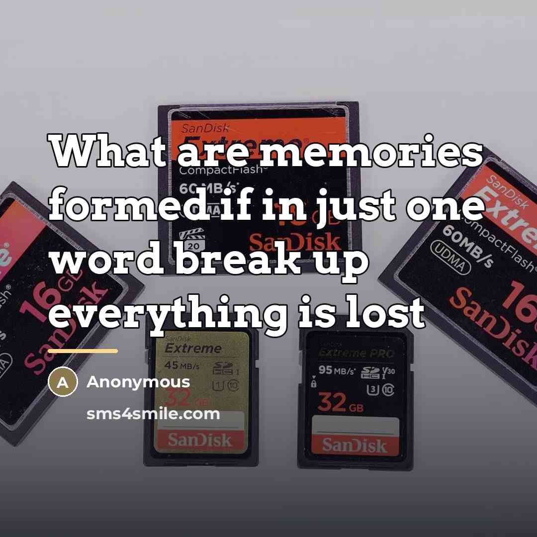 “What are memories formed if in just one word break…” quote by Anonymous