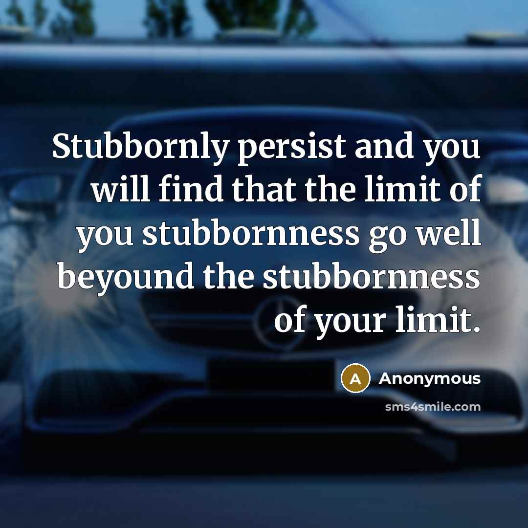 “Stubbornly persist and you will find that the limit of…” quote by Anonymous