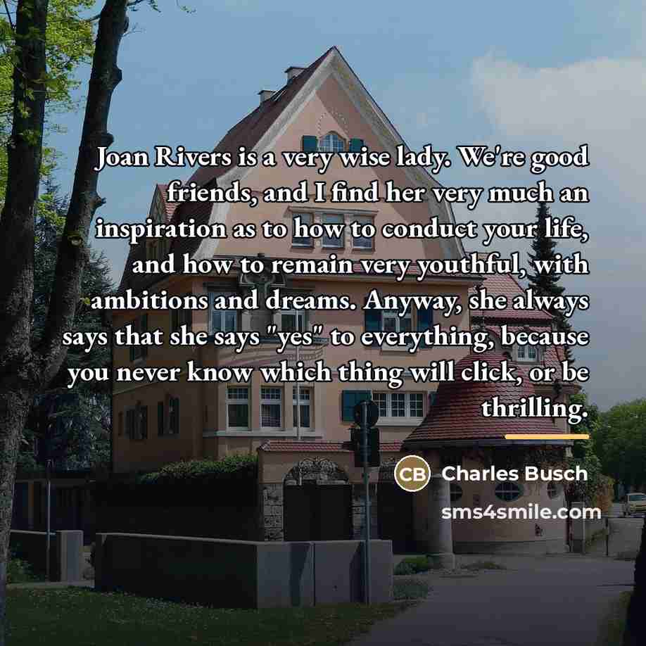 “Joan Rivers is a very wise lady. We're good friends,…” quote by Charles Busch