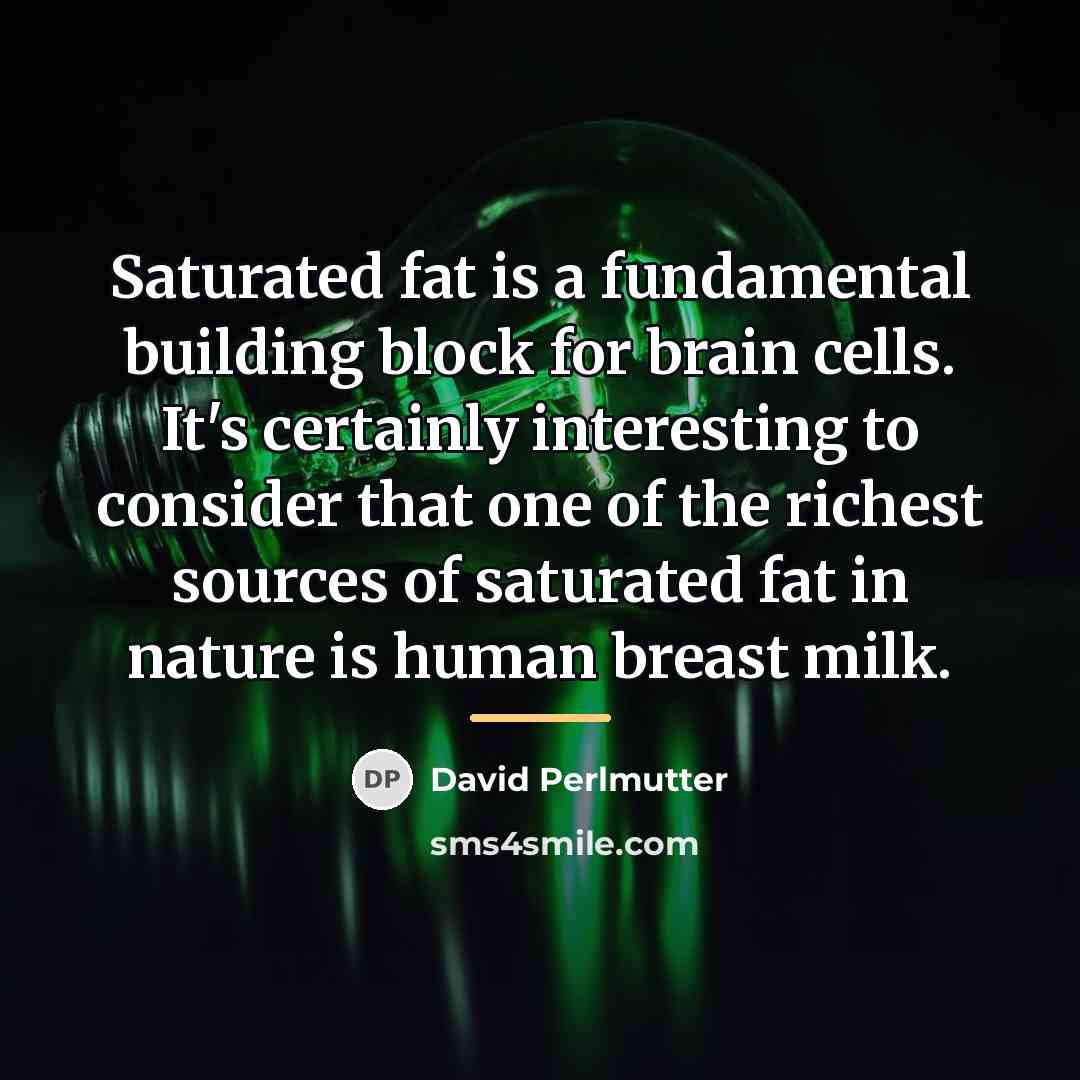 “Saturated fat is a fundamental building block for brain cells.…” quote by David Perlmutter