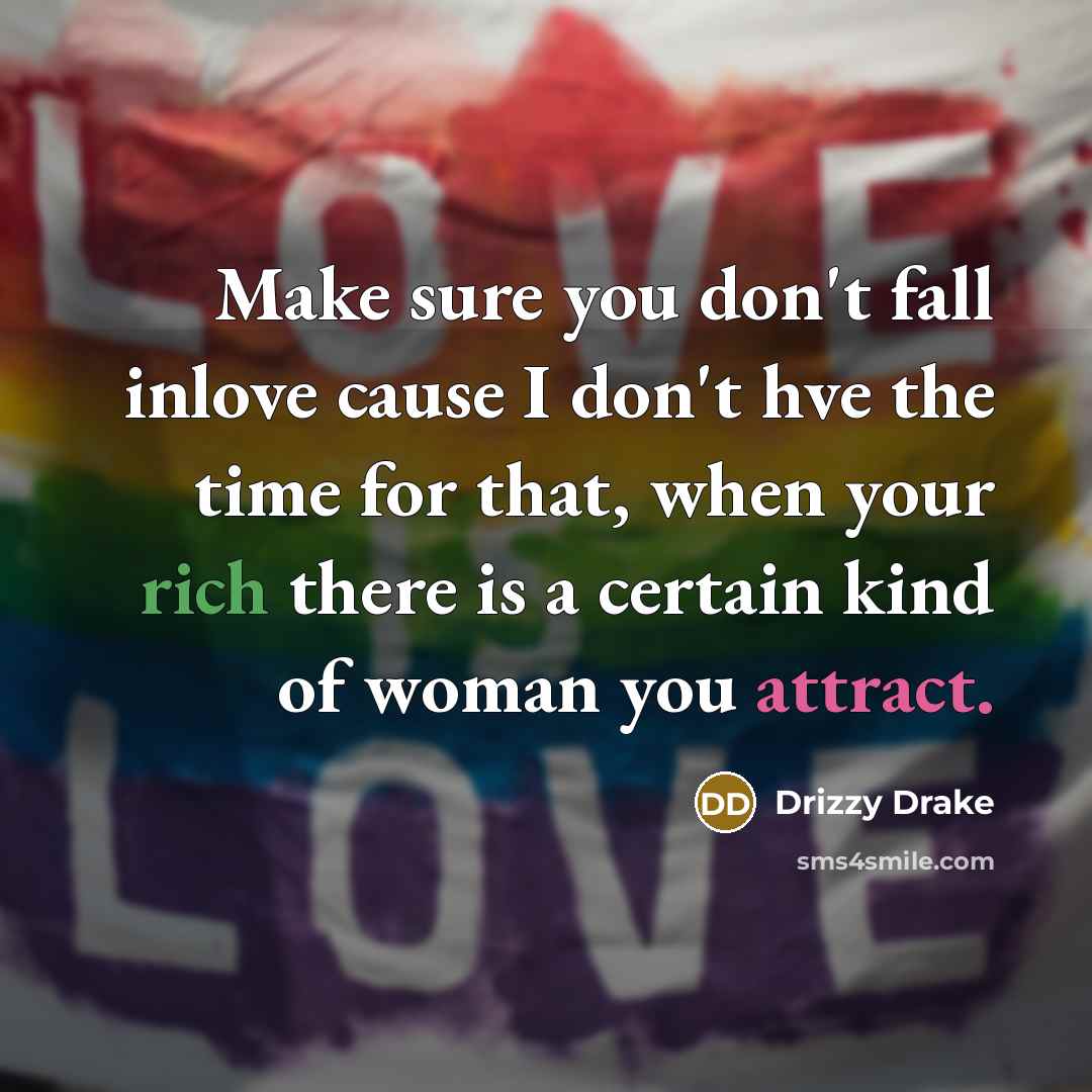 “Make sure you don't fall inlove cause I don't hve the time for that, when your rich there is a certain kind of woman you attract.” quote by Drizzy Drake