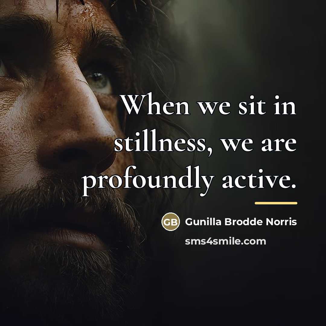 “When we sit in stillness, we are profoundly active.…” quote by Gunilla Brodde Norris