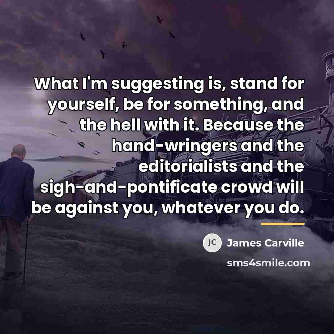 “What I'm suggesting is, stand for yourself, be for something,…” quote by James Carville