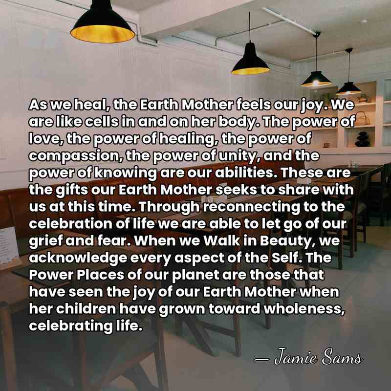 As we heal, the Earth Mother feels our joy. We are like&hellip; - Jamie Sams