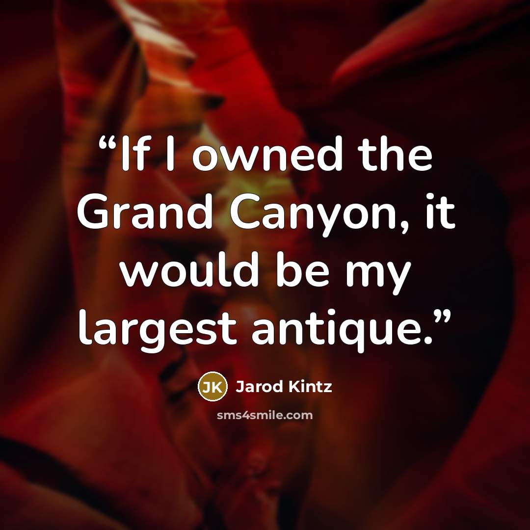 “If I owned the Grand Canyon, it would be my largest antique.” quote by Jarod Kintz