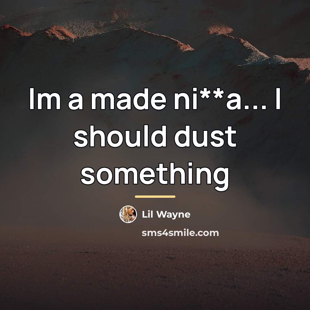 “Im a made ni**a... I should dust something…” quote by Lil Wayne
