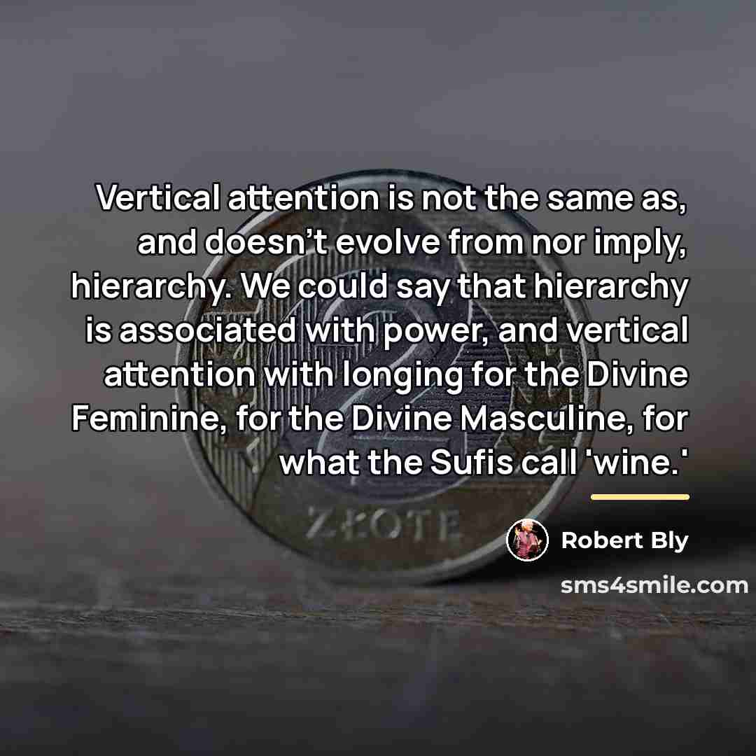 “Vertical attention is not the same as, and doesn't evolve…” quote by Robert Bly