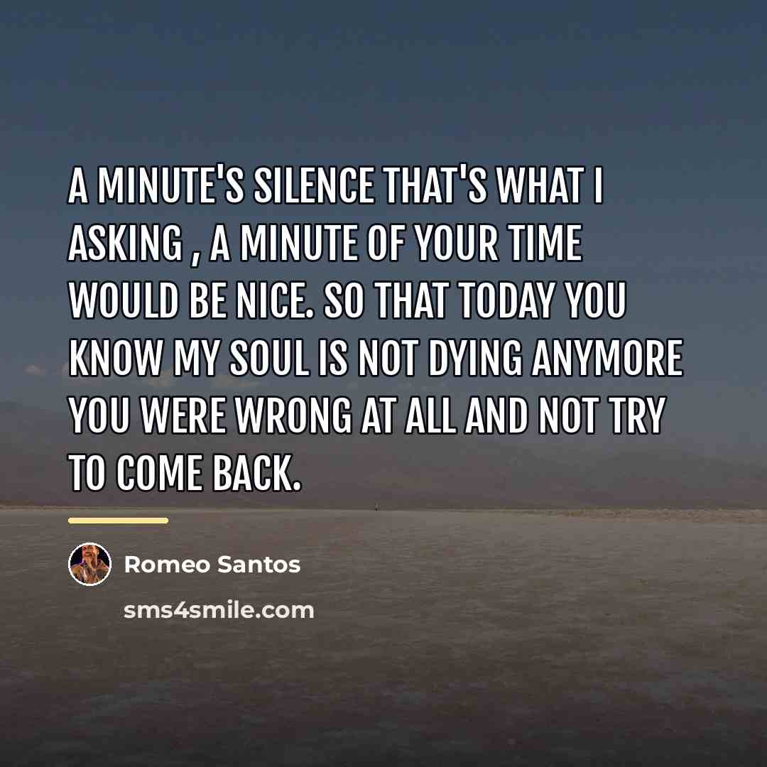 “A minute's silence that's what I asking , a minute…” quote by Romeo Santos
