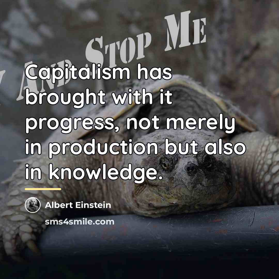 “Capitalism has brought with it progress, not merely in production…” quote by Albert Einstein