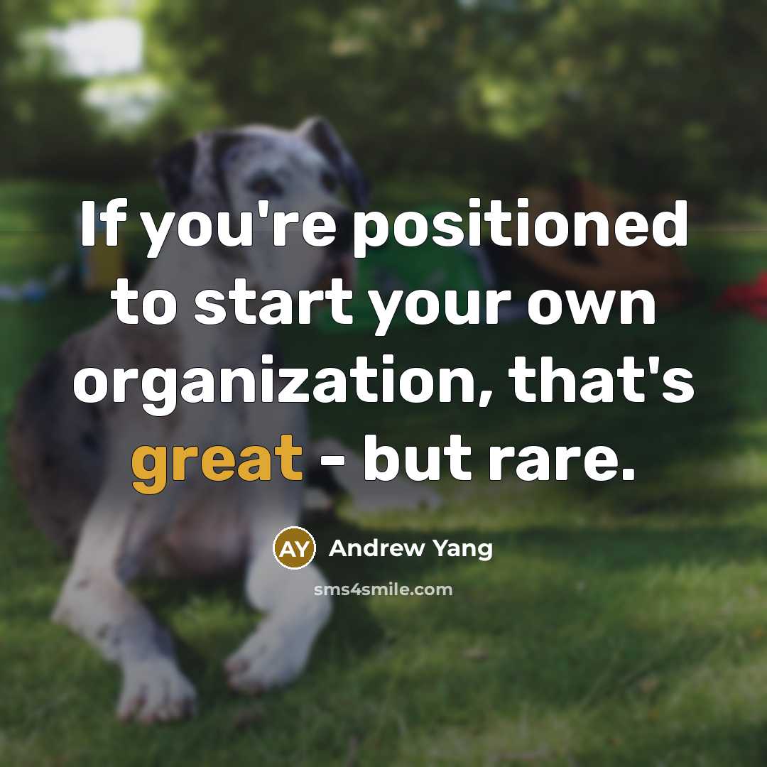 “If you're positioned to start your own organization, that's great…” quote by Andrew Yang