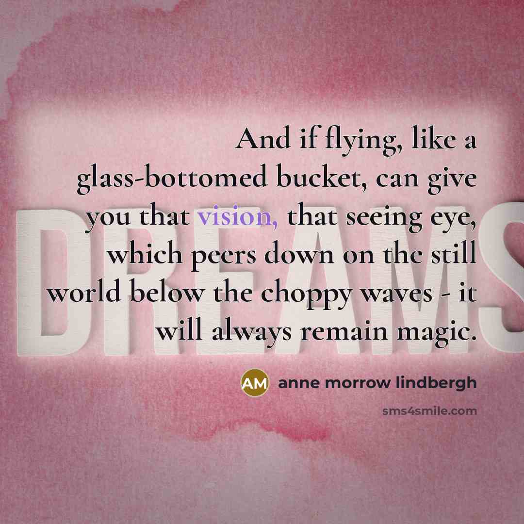 “And if flying, like a glass-bottomed bucket, can give you…” quote by Anne Morrow Lindbergh