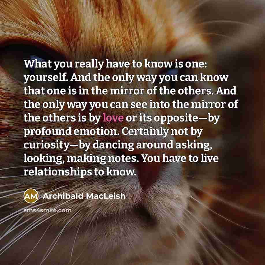 “What you really have to know is one: yourself. And…” quote by Archibald MacLeish